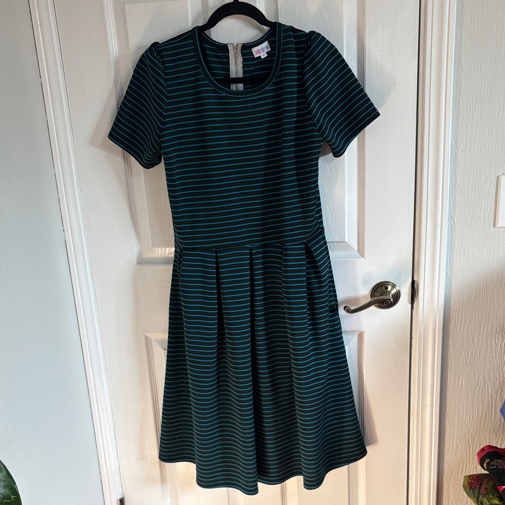 Striped Teal and Black Dress